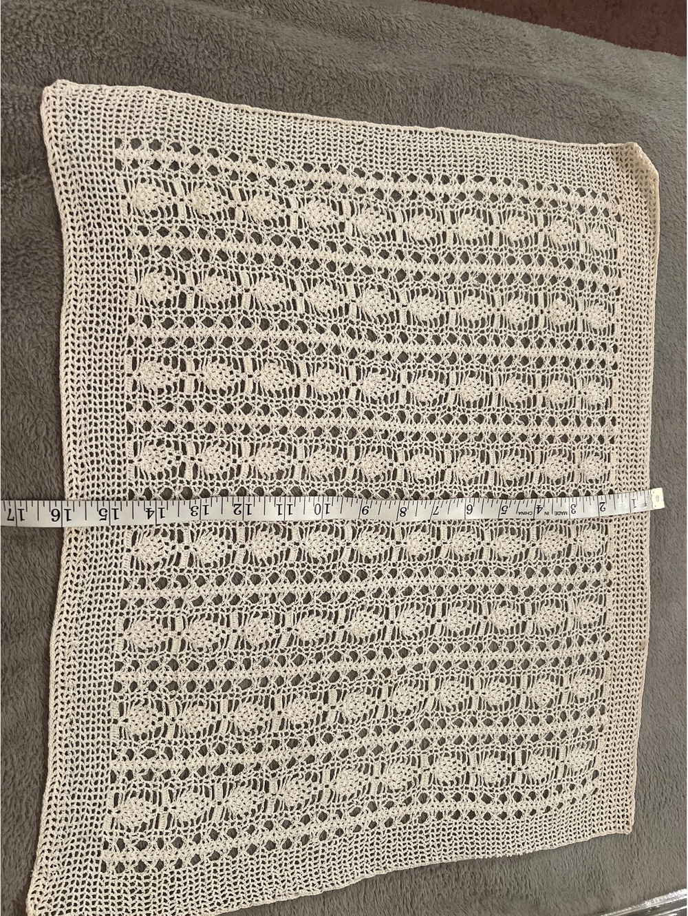 Handmade Crochet Square Doily Table Cover in Cream